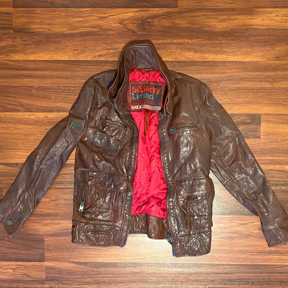 Large Superdry Leather Tarpit Men’s Bomber Jacket